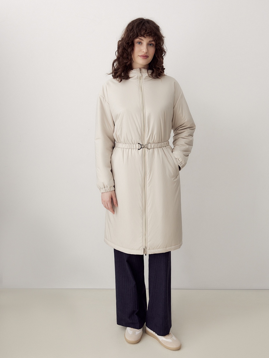 Пальто из плащевой ткани с капюшоном