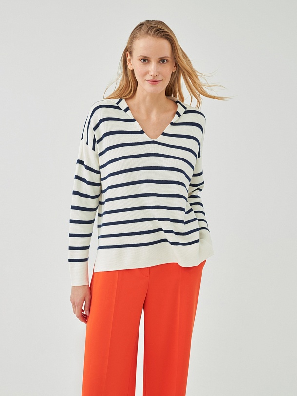 Джемпер с V-образным вырезом и воротником апаш