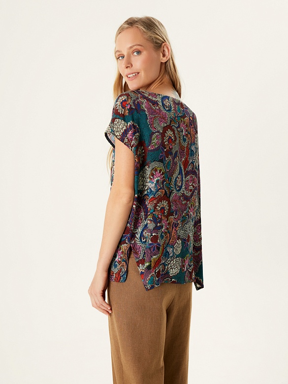 Ассиметричная блуза из вискозы в принте пейсли POMPA арт.4147845ia0790
