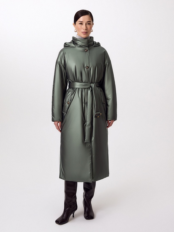 Пальто из непромокаемой плащёвой ткани с капюшоном POMPA арт.1015160i10041