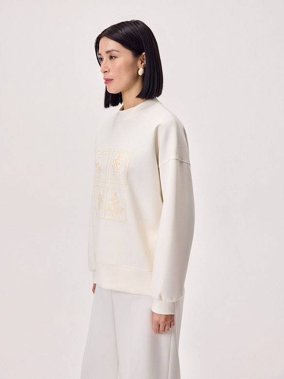 Хлопковый свитшот с декоративной вышивкой POMPA арт.3810329jr0190