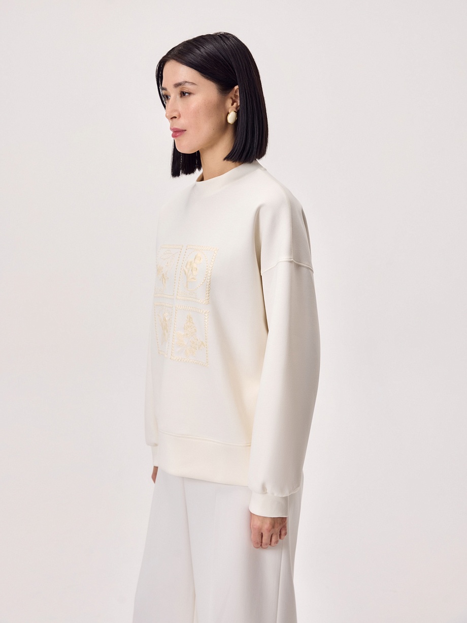Хлопковый свитшот с декоративной вышивкой