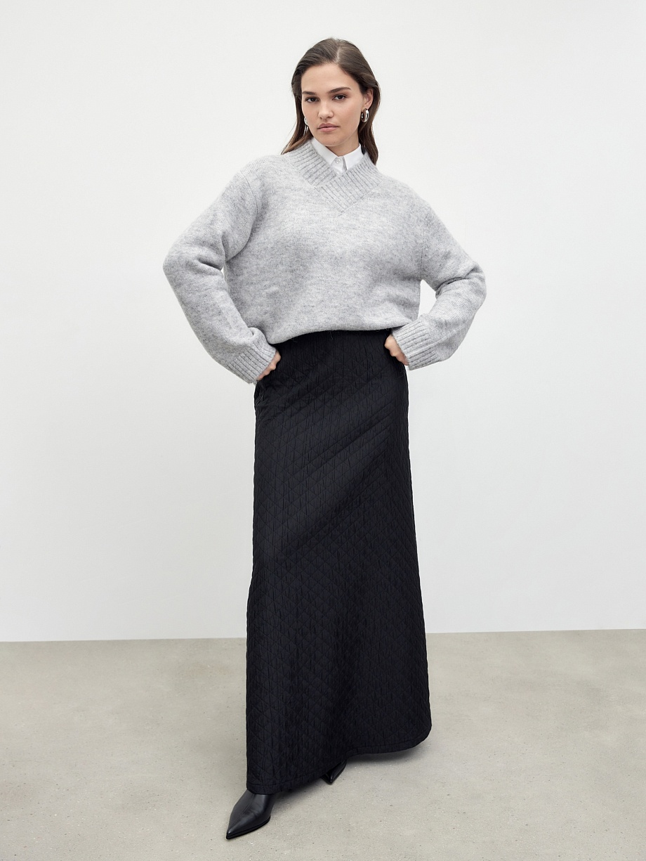 Юбка трапеция из стеганой ткани