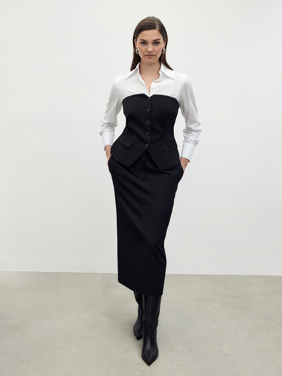 Прямая юбка миди средней посадки