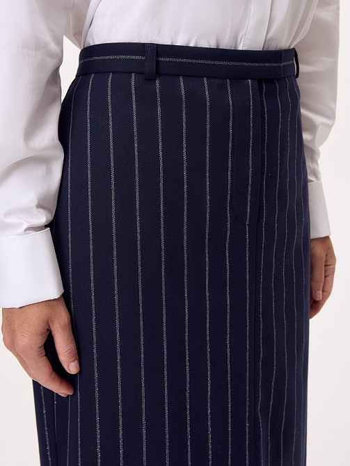 Юбка-миди из костюмной ткани с полосками люрекса