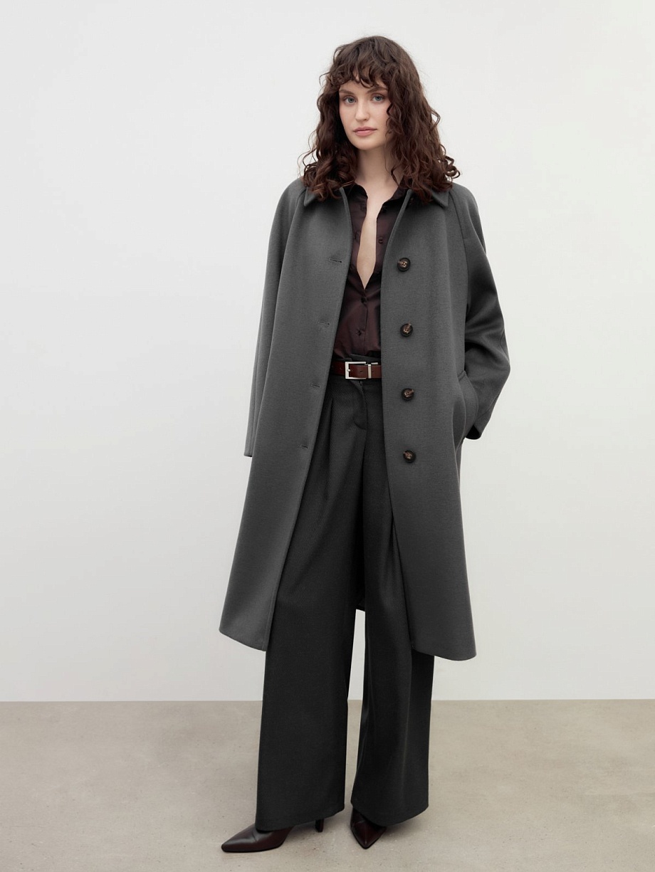 Шерстяное демисезонное пальто с мембраной