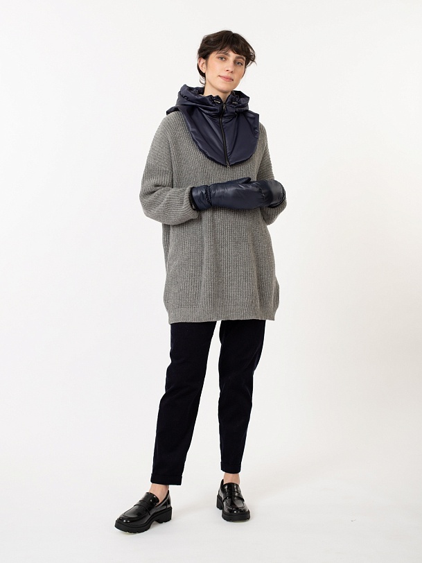 Варежки женские зимние черно-синие