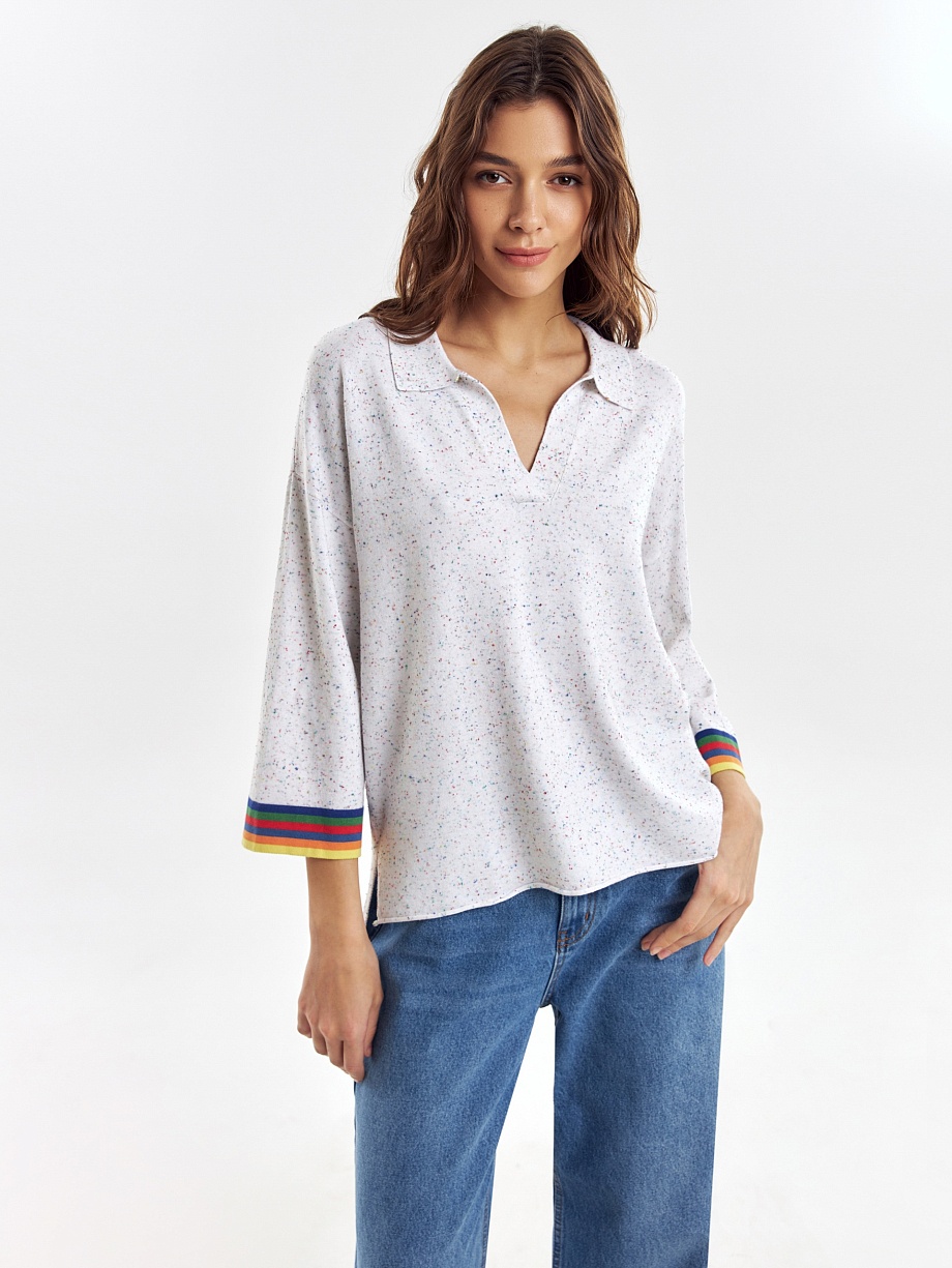 Вязаный джемпер свободного силуэта из вискозной пряжи