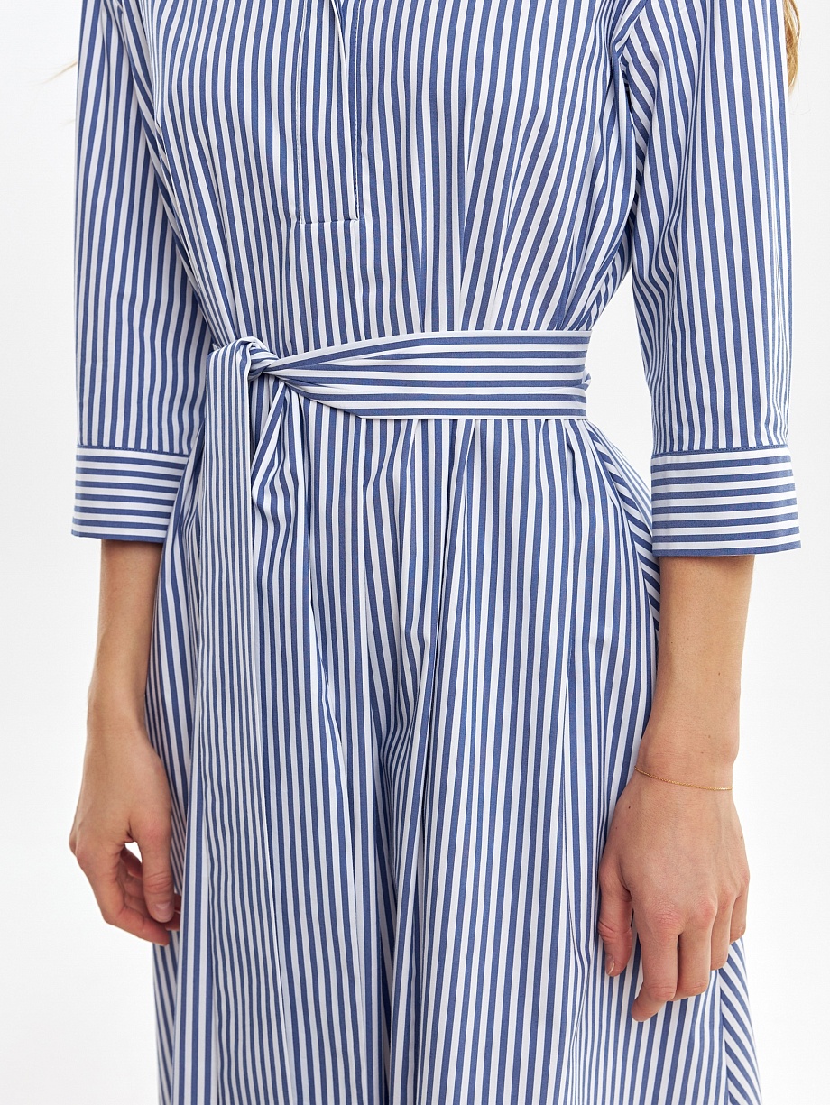 Хлопковое платье-рубашка в полоску