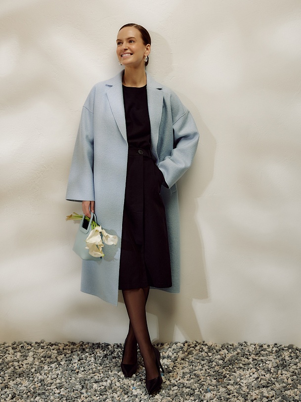 Пальто-халат из варёной шерсти