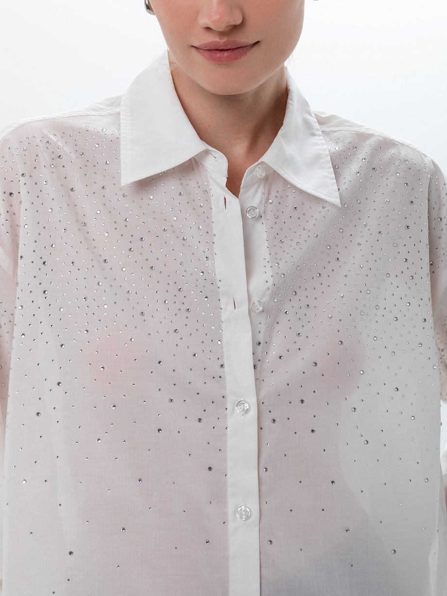 Блуза из 100% хлопка со стразами