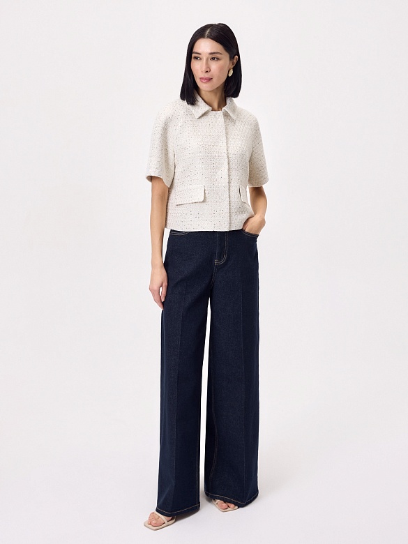 Укороченный жакет из твида с добавлением люрекса POMPA арт.3103160pr0890