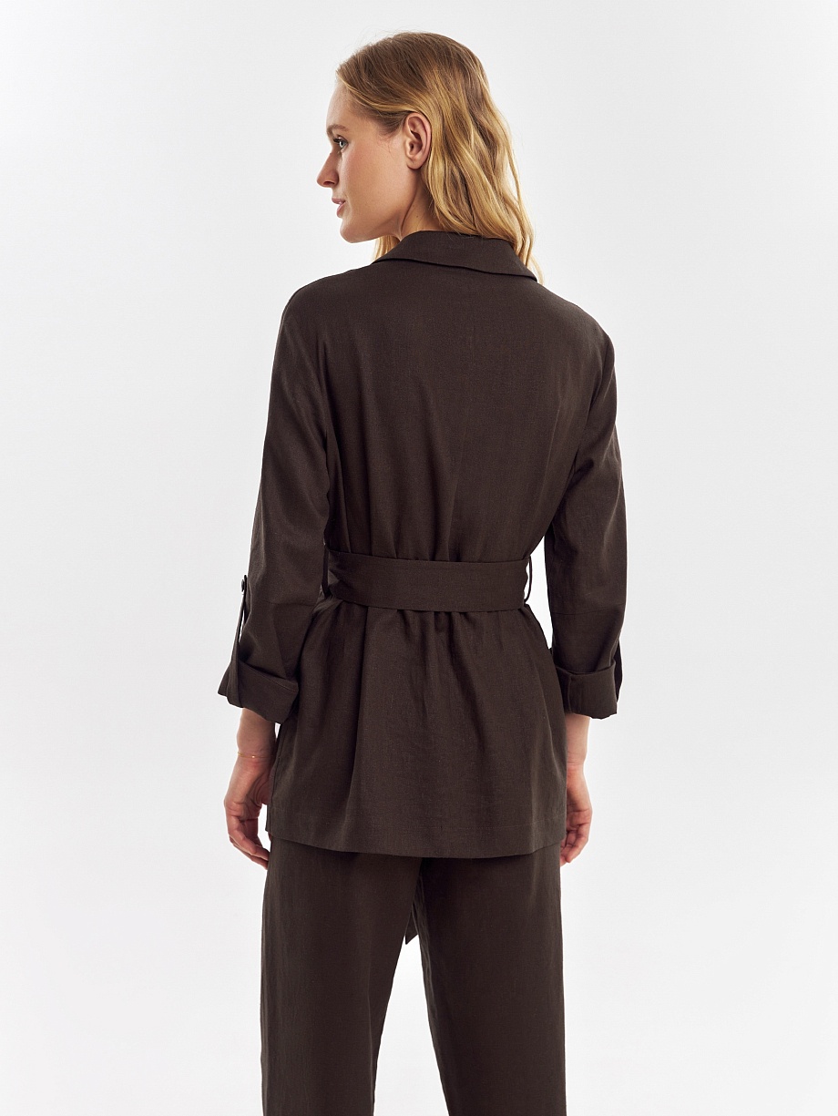 Классический двубортный жакет из льна