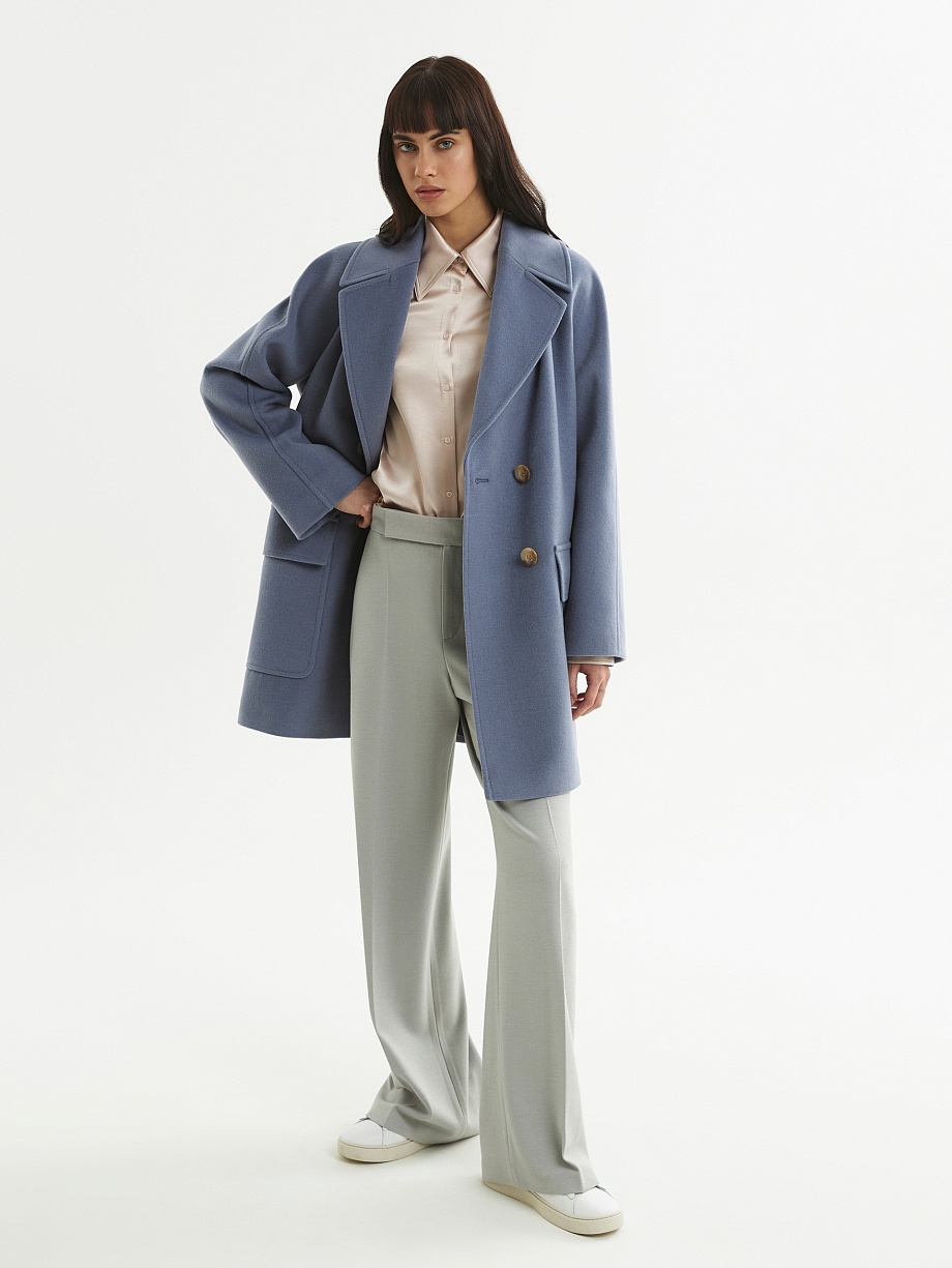 Укороченное шерстяное пальто с мембраной