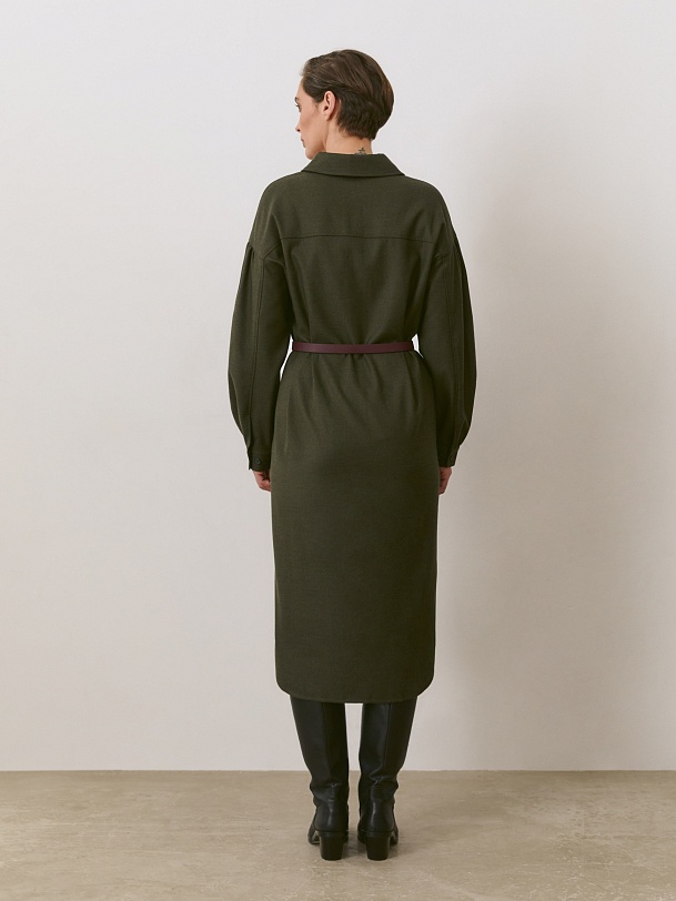 Платье-рубашка цвета хаки