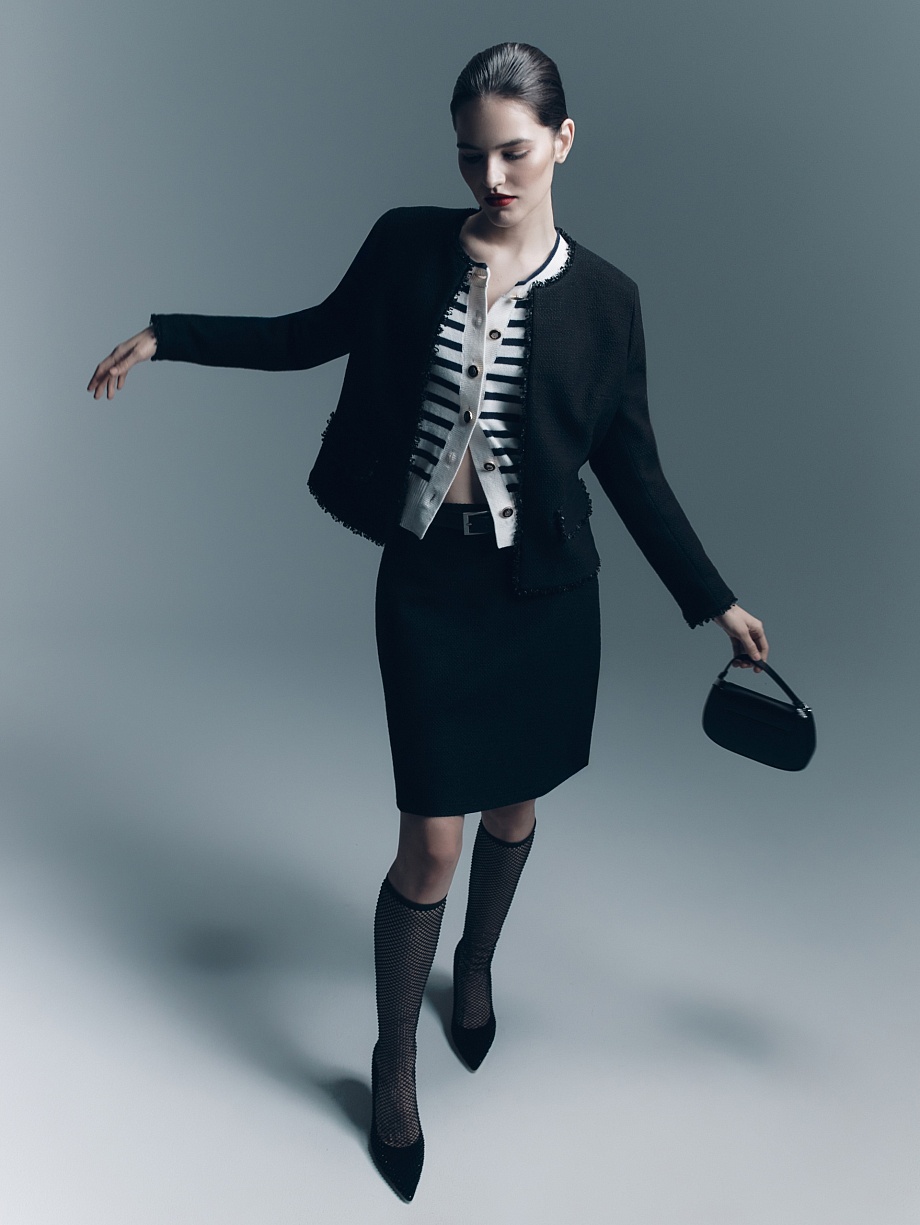 Мини-юбка из буклированной хлопковой ткани