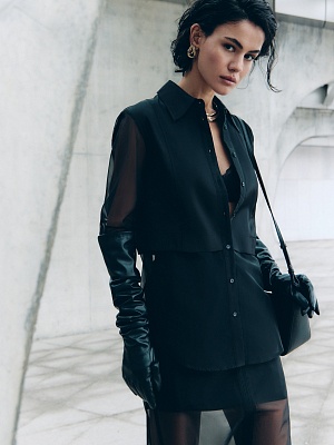 Блуза из атласа и органзы