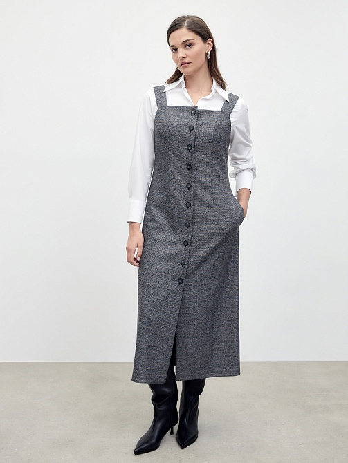 Сарафан из костюмной ткани в клетку