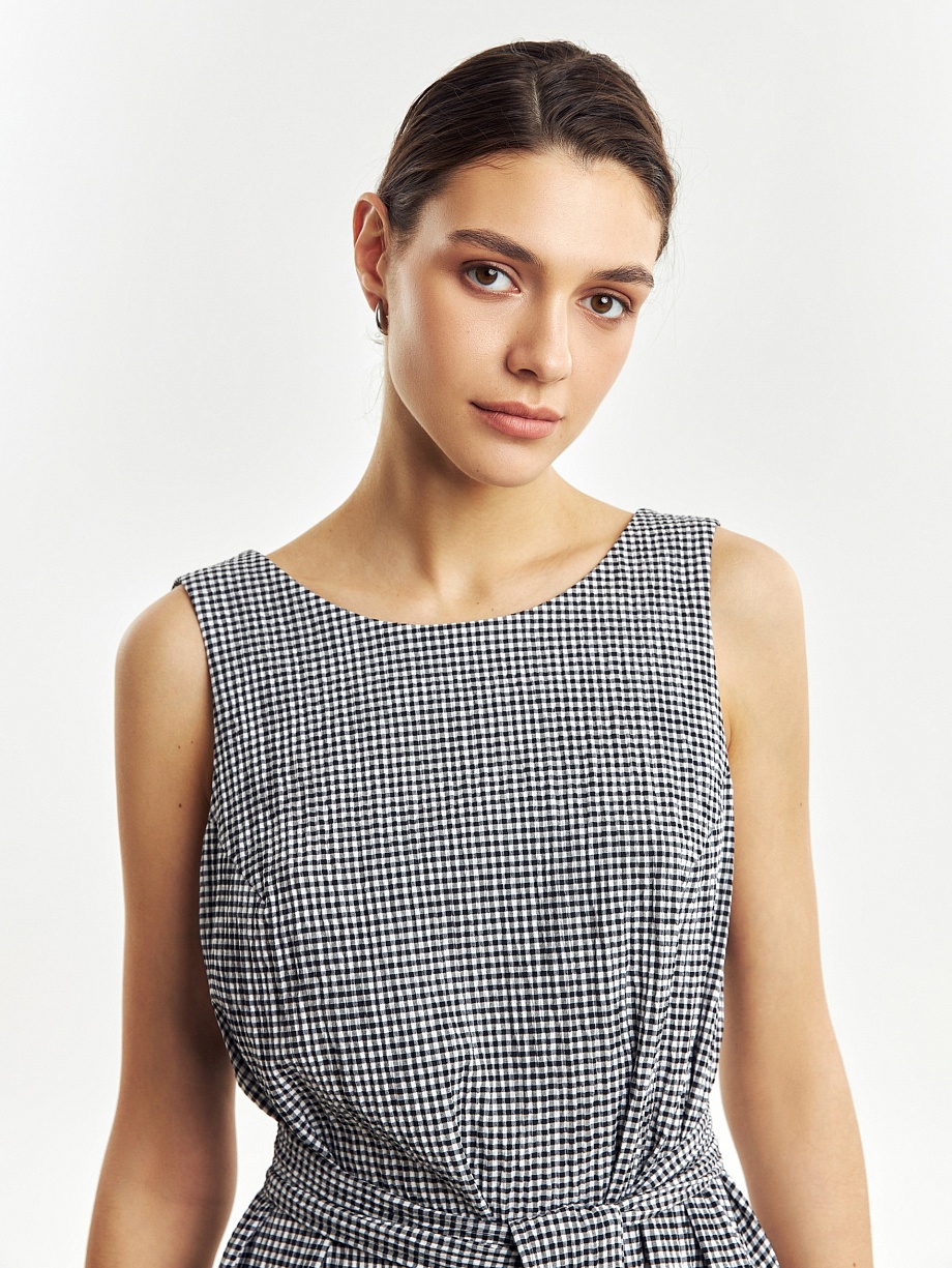 Сарафан в клетку "виши" с поясом