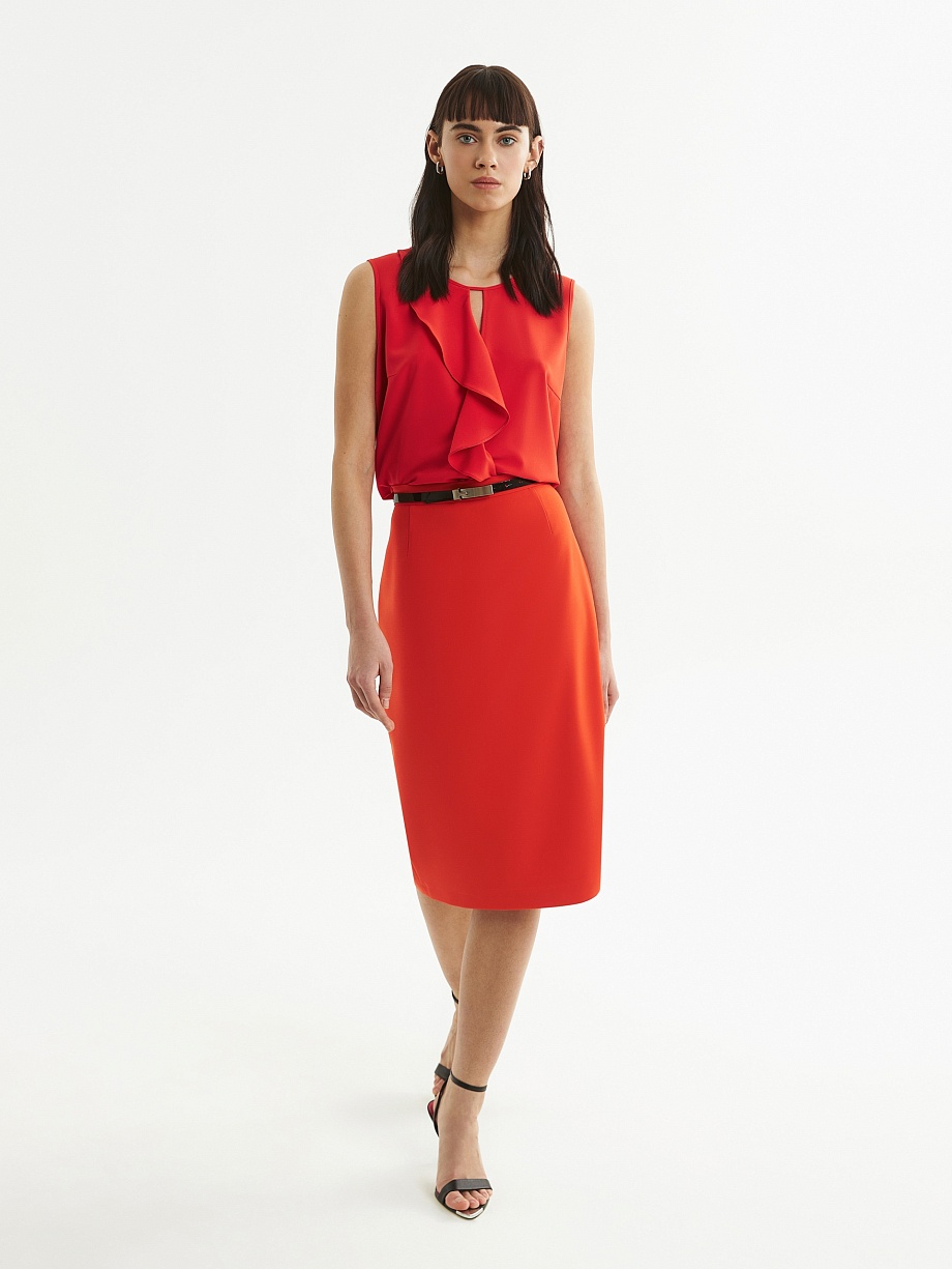 Блузка без рукавов с воланом