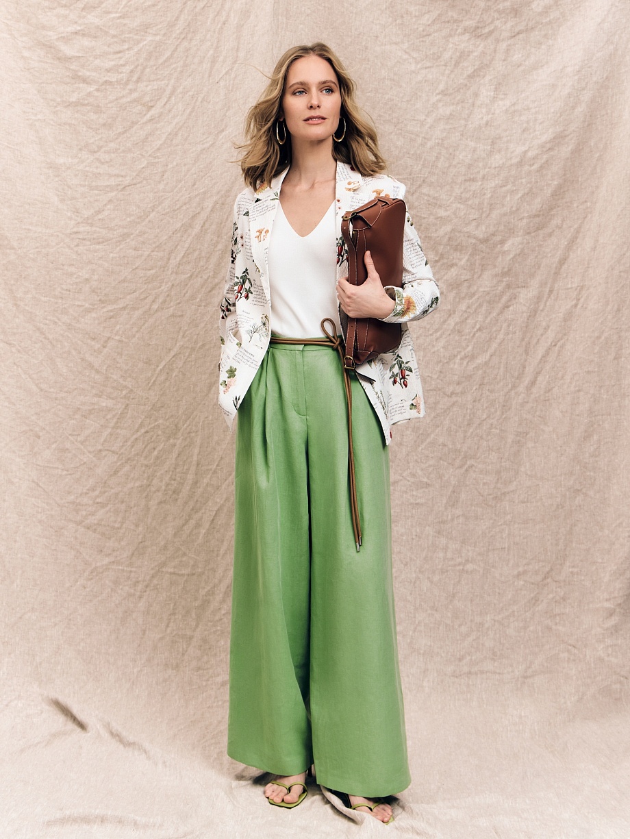 Брюки-палаццо из хлопка и льна
