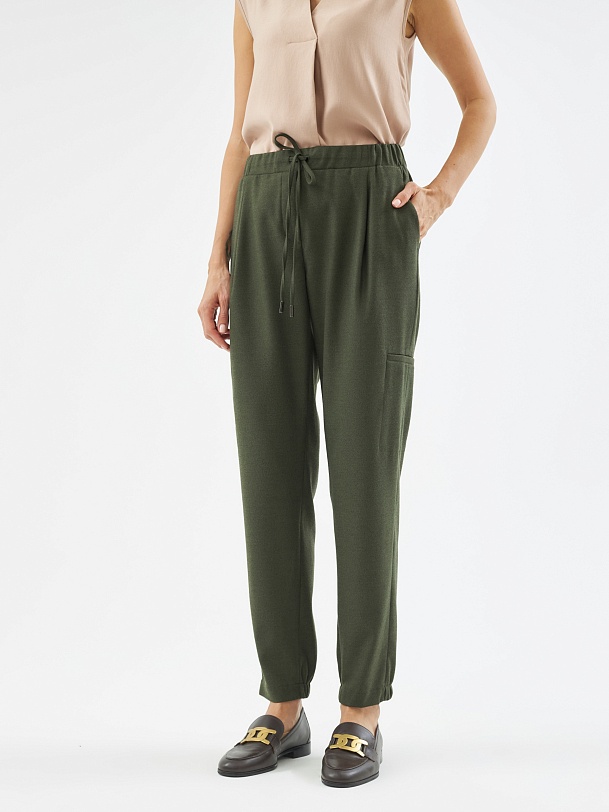 Брюки-бананы цвета хаки