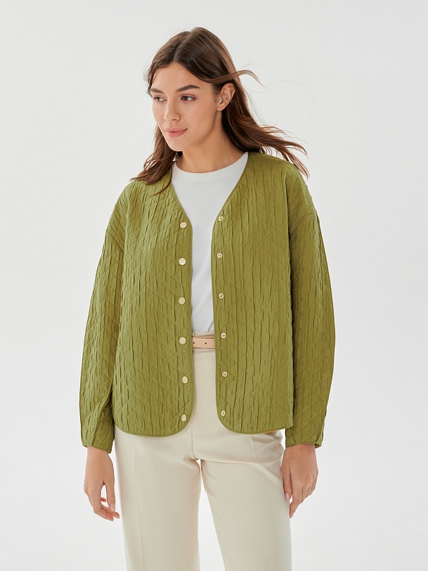 Объёмный жакет из фактурной костюмной ткани