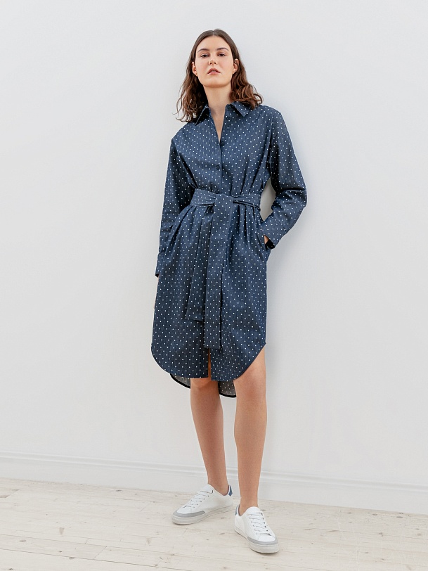 Платье-рубашка из джинсовой ткани