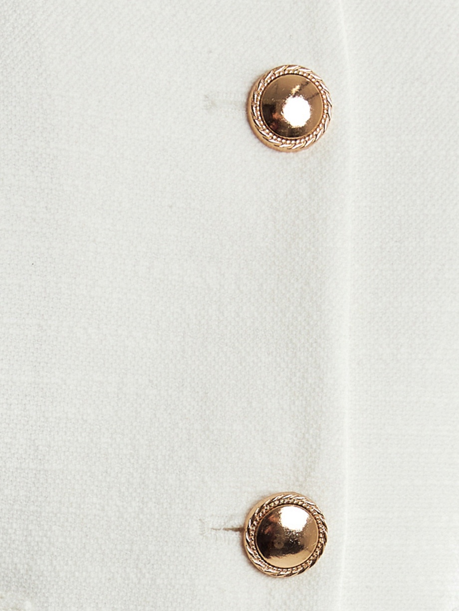 Укороченный хлопковый жакет из белого твида