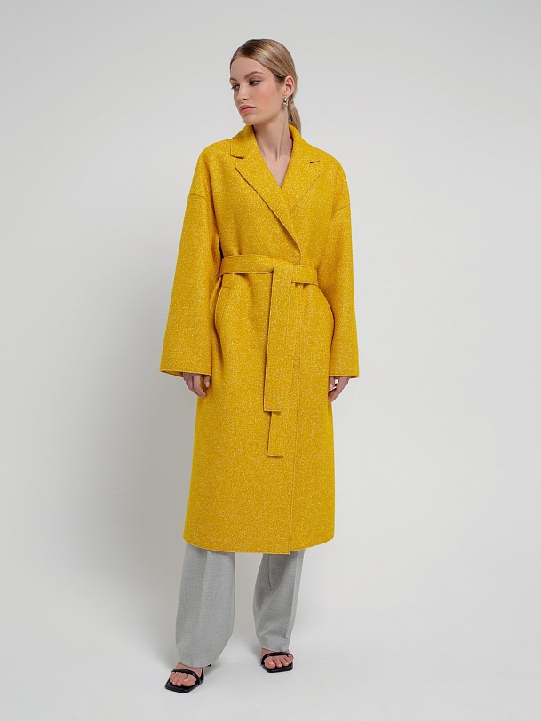 Двубортное шерстяное пальто прямого силуэта