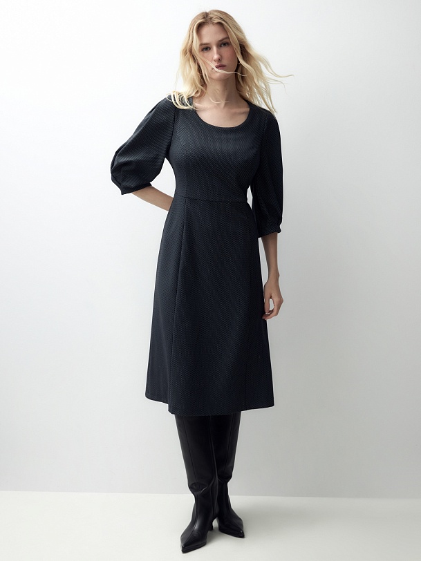 Платье миди из вискозной костюмной ткани