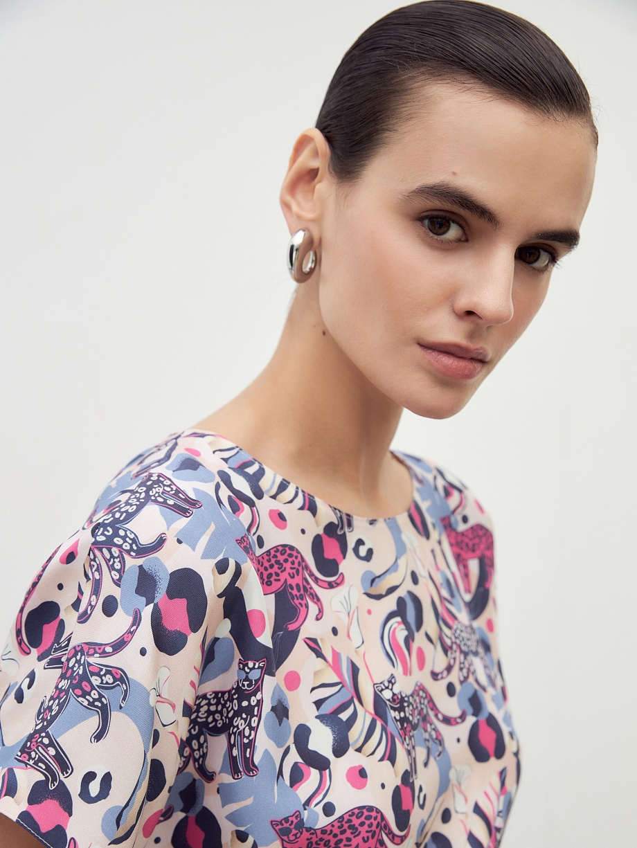 Свободная блуза с коротким рукавом из вискозы