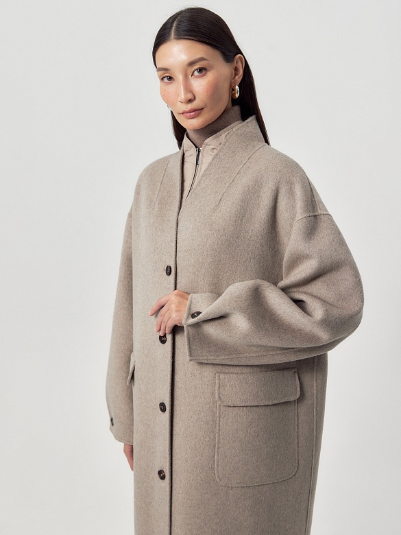 Пальто из премиальной шерсти со стёганым жилетом POMPA арт.1016220p91187