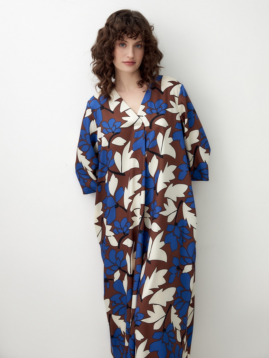 Свободное платье миди с поясом