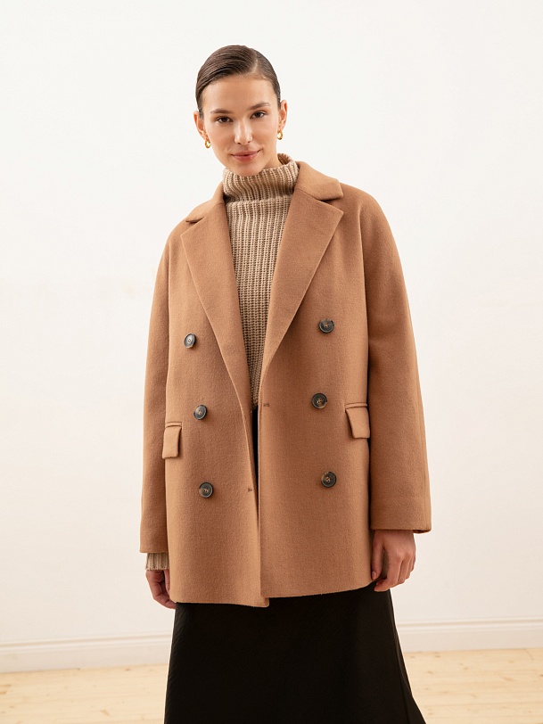 Укороченное пальто-жакет из шерсти с мембраной