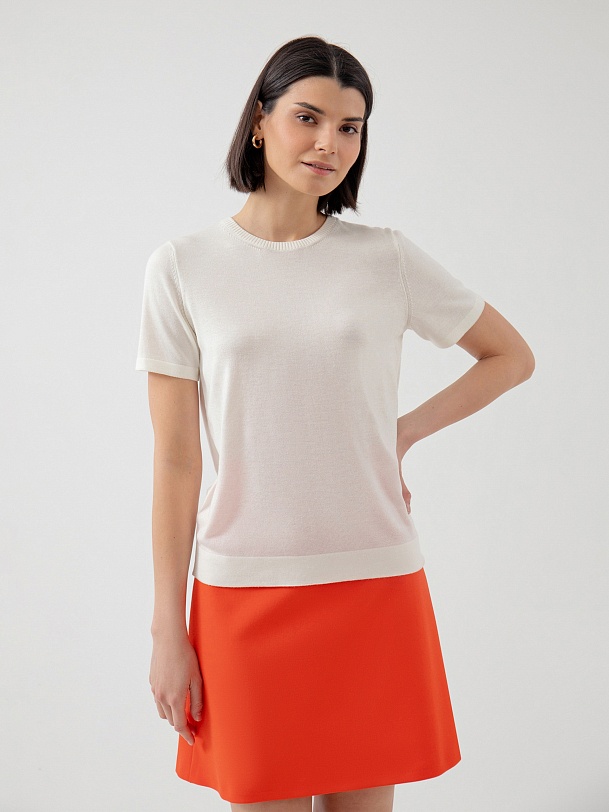 Джемпер из вязаного трикотажа с коротким рукавом