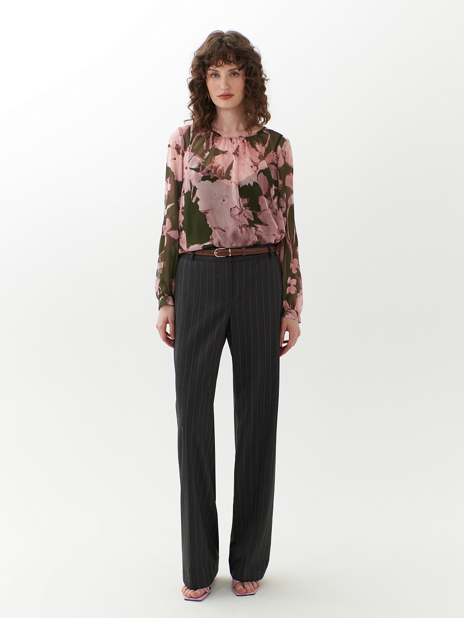 Брюки полуприлегающего силуэта в тонкую полоску