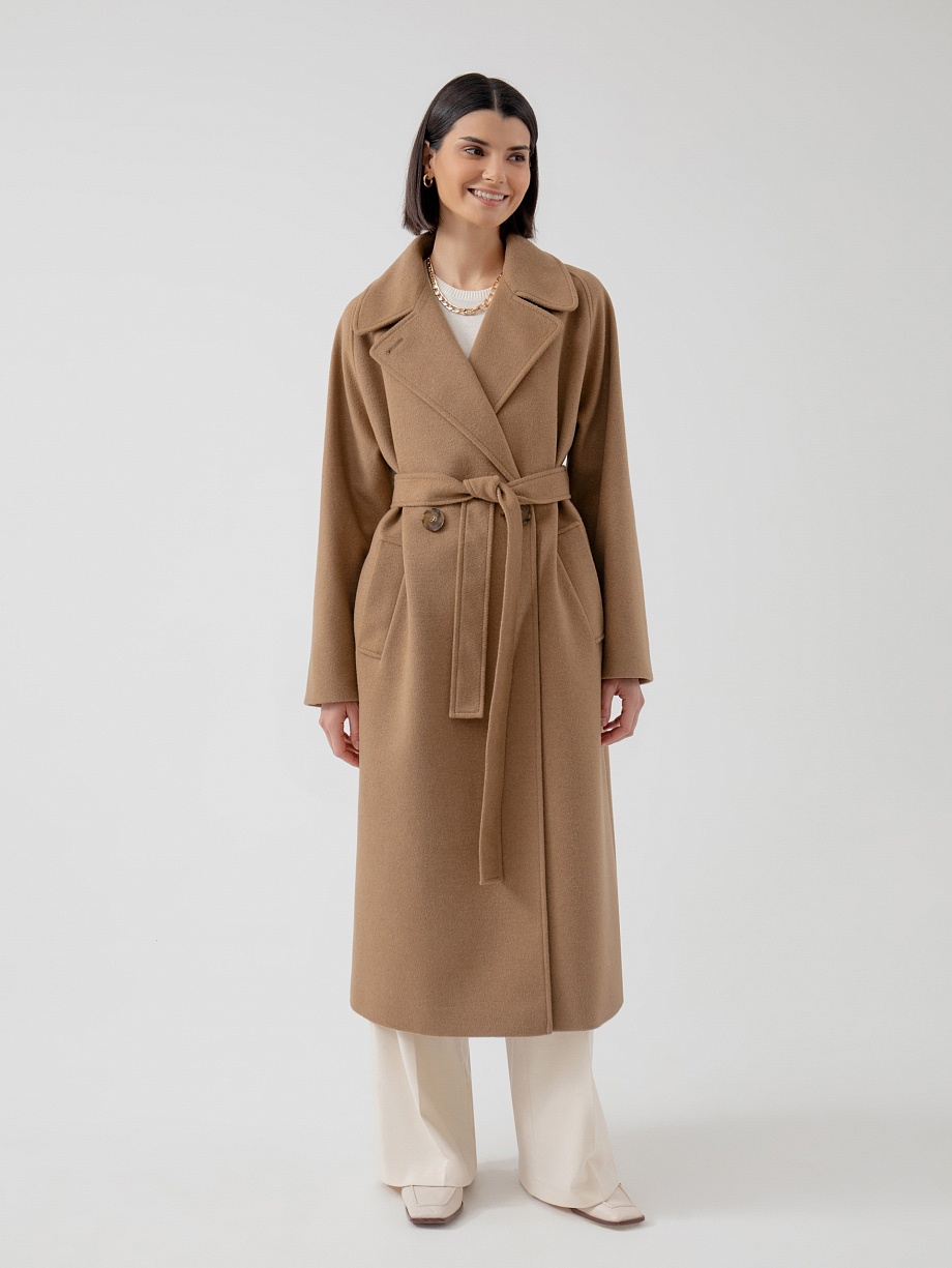 Шерстяное демисезонное пальто с мембраной