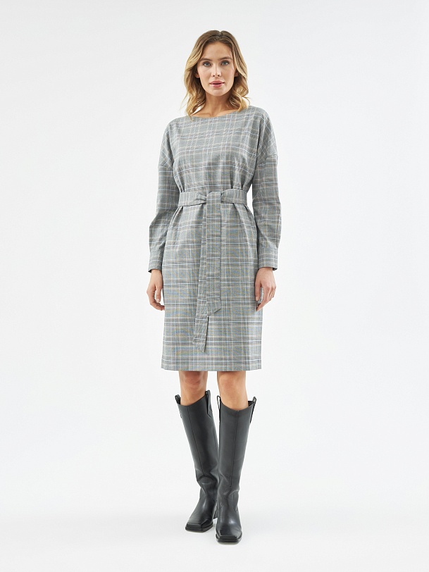 Платье в клетку из костюмной ткани