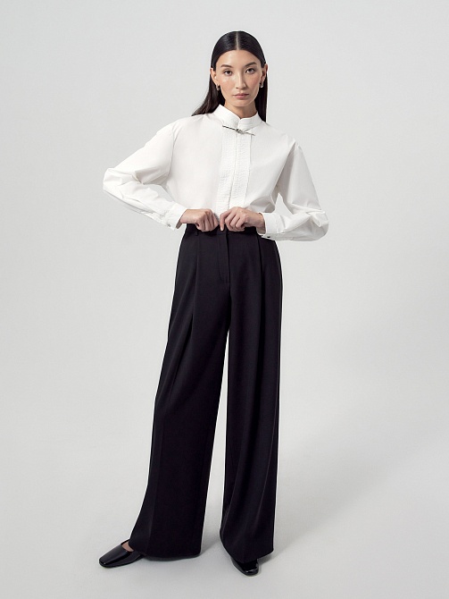 Брюки широкие из костюмной ткани