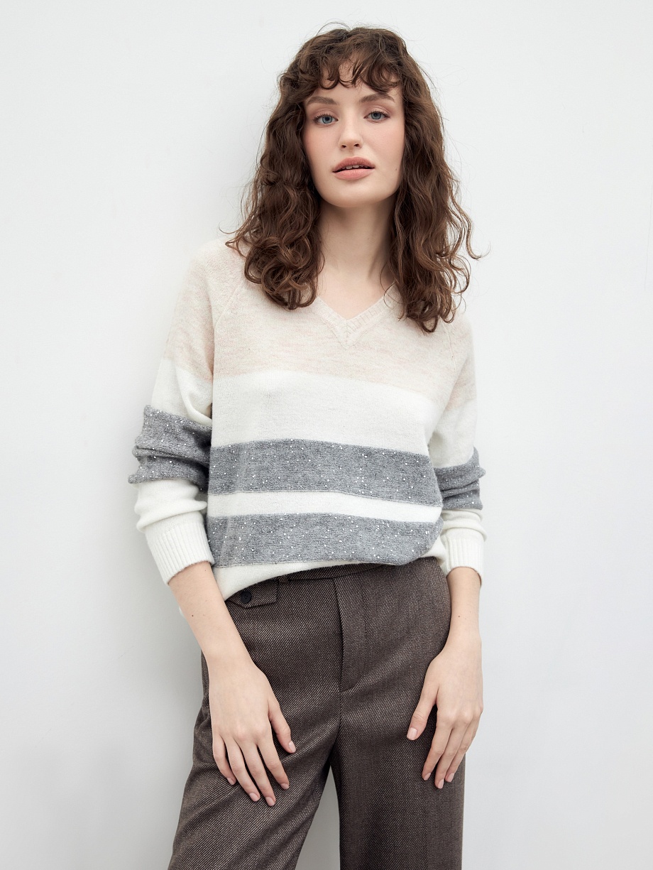 Джемпер из вязаного трикотажа с пайетками и люрексом 