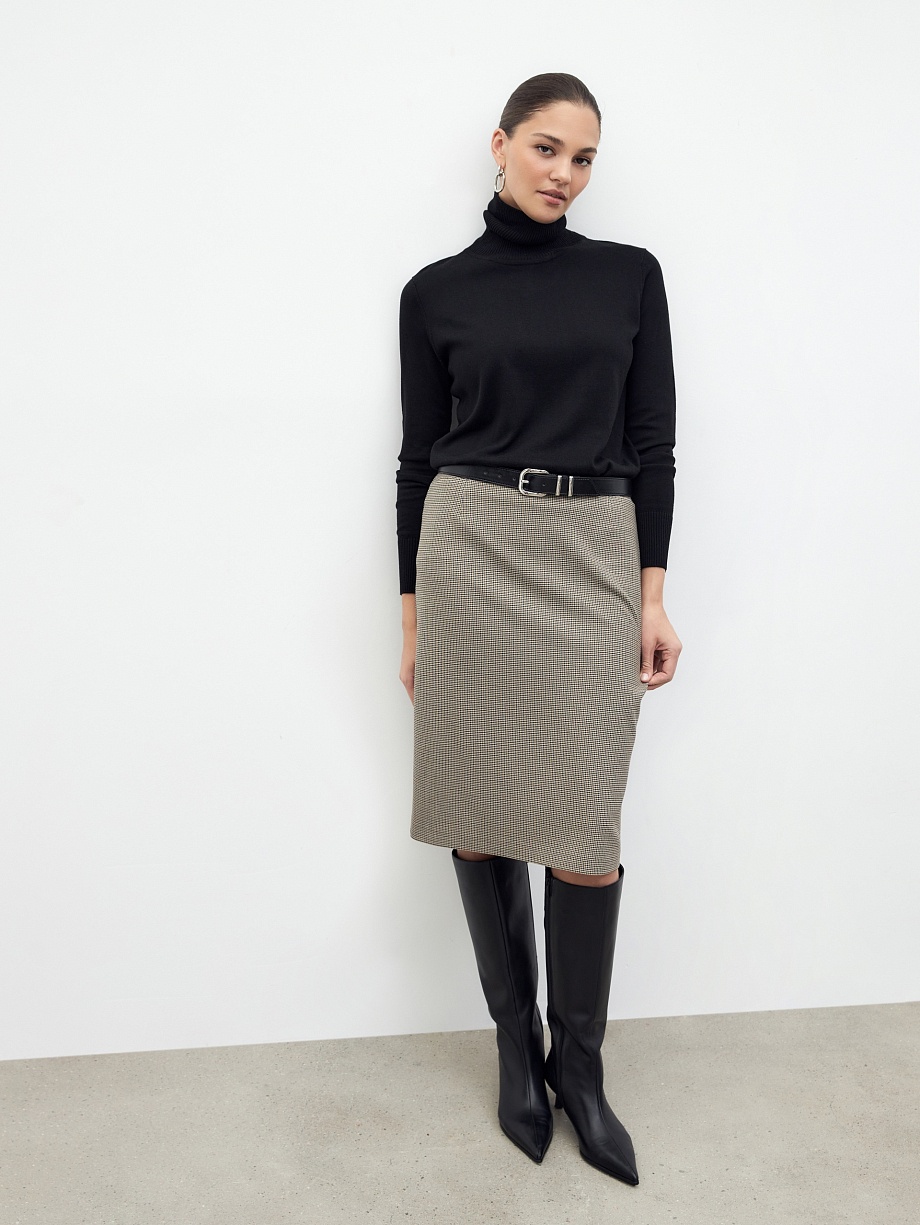 Классическая юбка миди из костюмной ткани в клетку