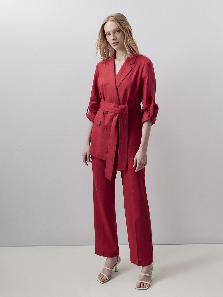 Брюки классические из хлопка и льна