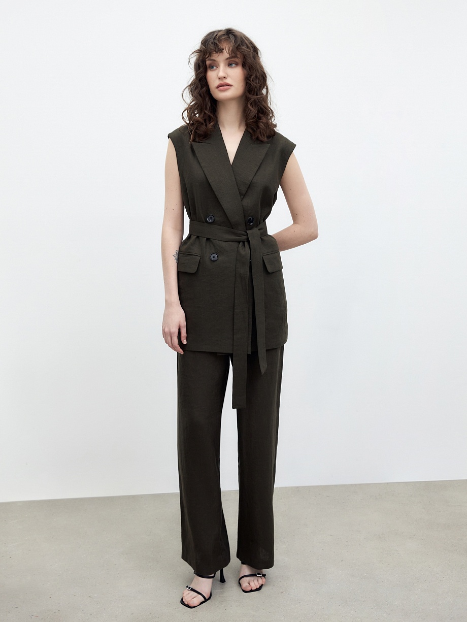 Удлинённый жилет из 100% льна