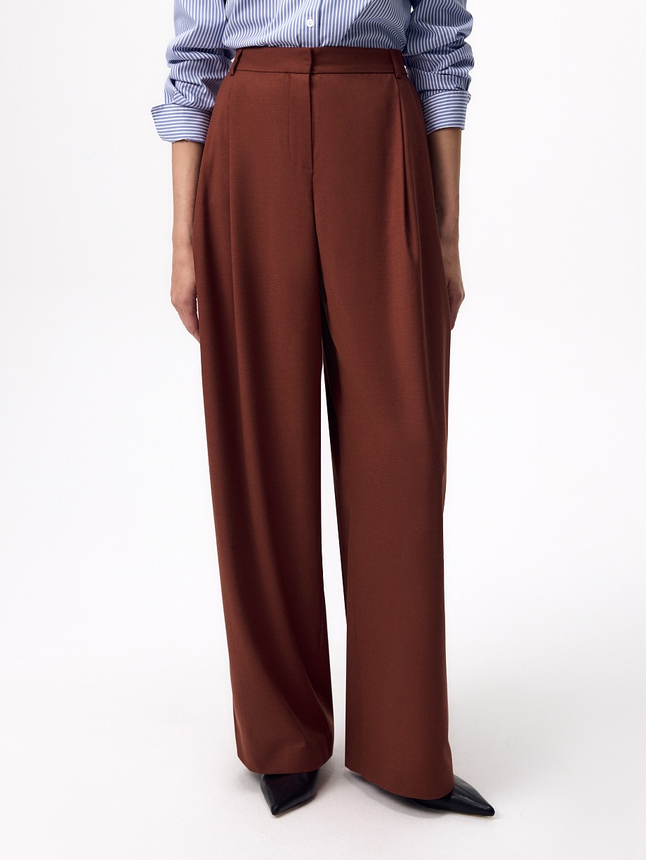 Брюки-палаццо из костюмной ткани