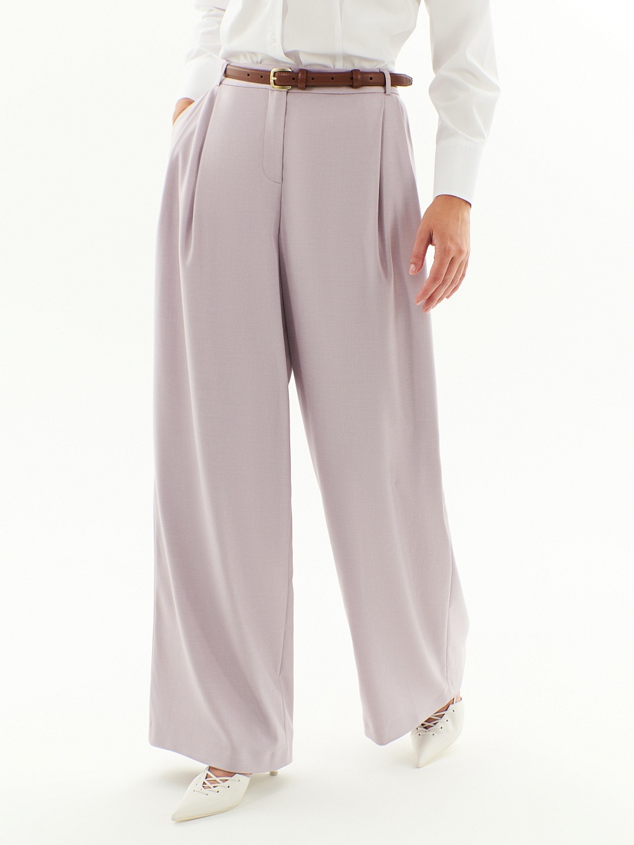 Широкие брюки со складками из костюмной ткани 