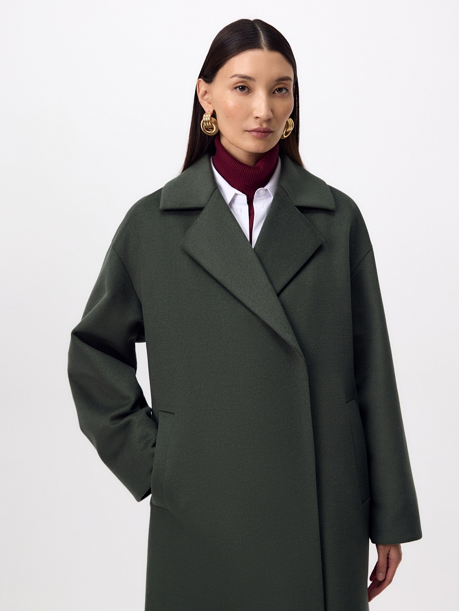 Пальто из шерсти с мембраной, утеплённой спинкой и съёмным капюшоном