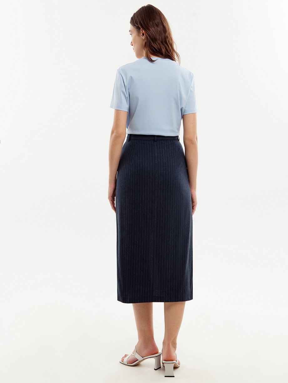 Прямая юбка миди из 100% хлопка с разрезом