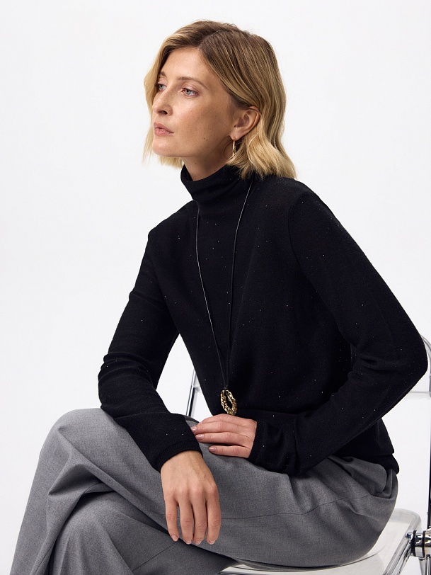 Водолазка из шерсти мериноса с микропайетками