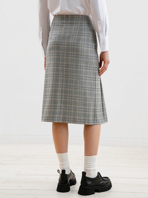 Юбка-трапеция из костюмной ткани в клетку